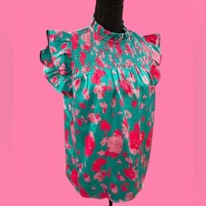 💗 LIAM & CO! STUNNING FLORAL BABY DOLL TOP!! SO FLATTERING & FEMININE!! 💗